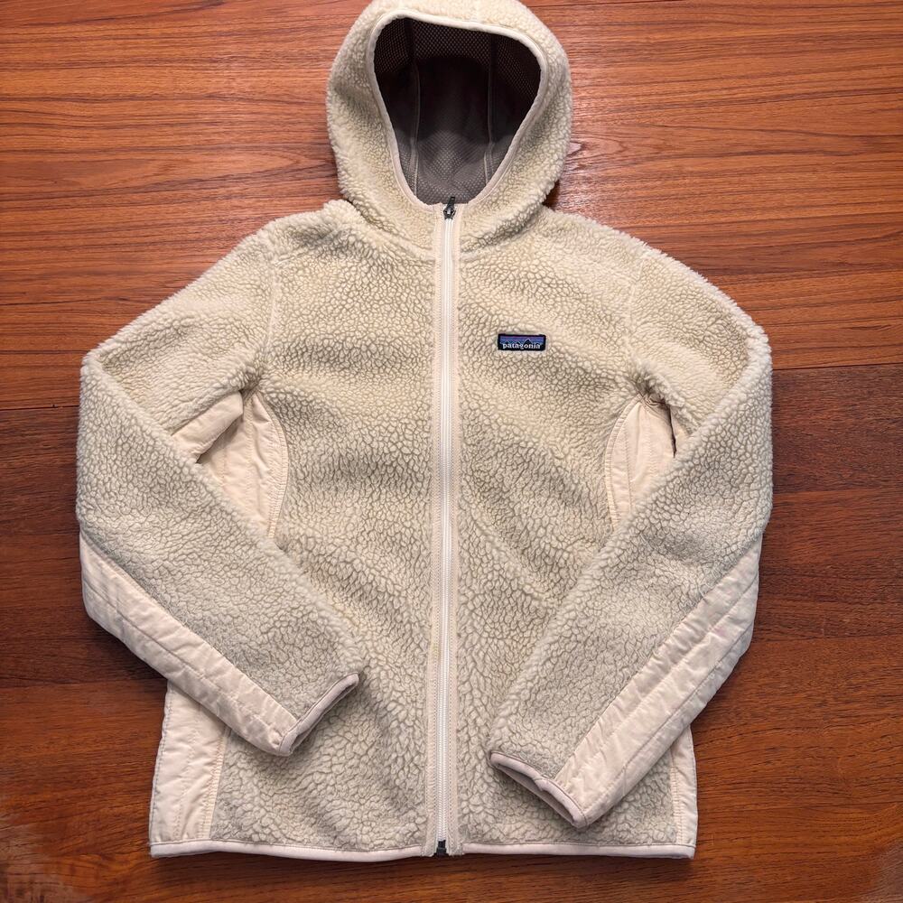 Patagonia Women's Retro-X Hoody Cream Fleece Full Zip Jacket Size Medium